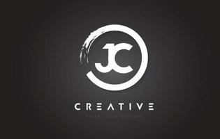 JC Circular Letter Logo with Circle Brush Design and Black Background. vector