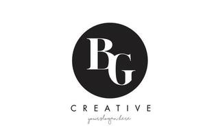 BG Letter Logo Design with Black Circle and Serif Font. vector
