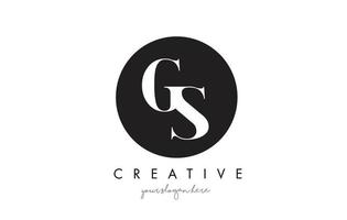 GS Letter Logo Design with Black Circle and Serif Font. vector