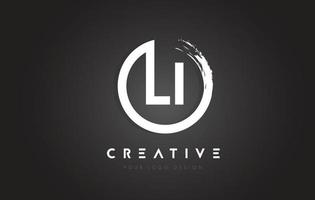 LI Circular Letter Logo with Circle Brush Design and Black Background. vector