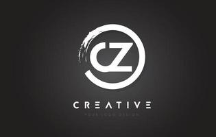 CZ Circular Letter Logo with Circle Brush Design and Black Background. vector