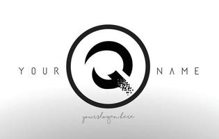 Q Logo Letter with Digital Pixel Tech Design Vector. vector