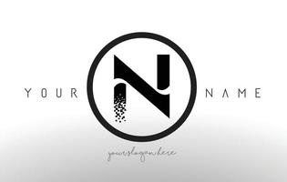 N Logo Letter with Digital Pixel Tech Design Vector. vector