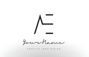 Diseño de logotipo de letras AE delgado. concepto creativo simple letra negra. vector