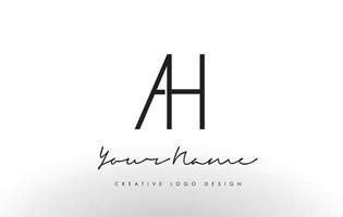 AH Letters Logo Design Slim. Creative Simple Black Letter Concept. vector