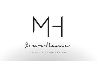 MH Letters Logo Design Slim. Creative Simple Black Letter Concept. vector