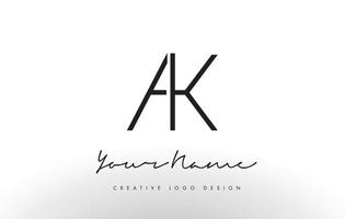 AK Letters Logo Design Slim. Creative Simple Black Letter Concept. vector