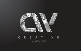 Logotipo de letra cw cw con vector de diseño de textura de líneas de cebra.