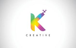 Vector de diseño de letra de logotipo colorido k. icono de letra degradado arco iris creativo