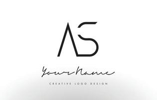 AS Letters Logo Design Slim. Creative Simple Black Letter Concept. vector