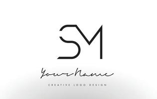 Diseño de logotipo de letras SM delgado. concepto creativo simple letra negra. vector