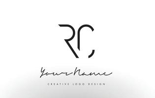 Diseño de logotipo de letras rc delgado. concepto creativo simple letra negra. vector