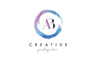 AB Letter Logo Circular Purple Splash Brush Concept. vector