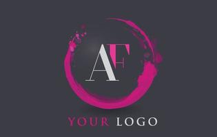 AF Letter Logo Circular Purple Splash Brush Concept. vector