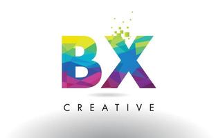 BX B X Colorful Letter Origami Triangles Design Vector. vector