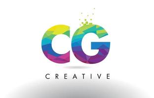 CG C G Colorful Letter Origami Triangles Design Vector. vector