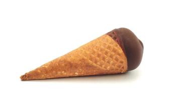 Chocolate ice-cream cone isolated on white background. photo