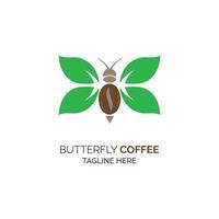butterfly coffee leaf logo template design for brand or company and other vector
