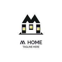 M letter home shaped logo template design for brand or company and other vector