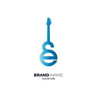 e letter guitar logo design template for brand or company and other vector