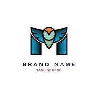 M letter logo bird shaped designs vector for brand or company and other