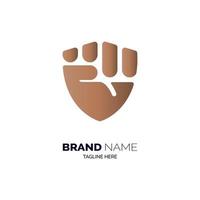 Plantilla de diseño de logotipo de escudo de puño de mano para marca o empresa y otros vector