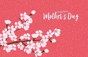 Happy Mother's day greeting card with Sakura flowers background. Vector Illustration