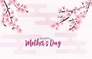 Happy Mother's day greeting card with Sakura flowers background. Vector Illustration