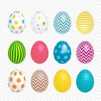 Beautiful painted eggs for Easter on transparent background. Vector Illustration