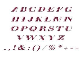 Purple italic modern style alphabet set vector