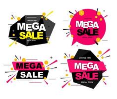 Abstract mega sale poster collection set. Vector illustration