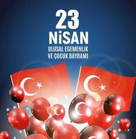 23 de abril día del niño turco hablar 23 nisan cumhuriyet bayrami. ilustración vectorial vector