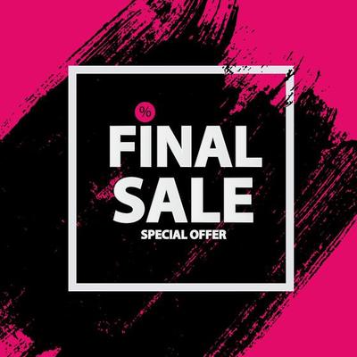 Abstract Brush Stroke Designs Final Sale Banner in Black, Pink and White Texture with Frame. Vector Illustration