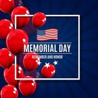Memorial Day Background Template Vector Illustration