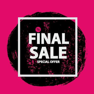 Abstract Brush Stroke Designs Final Sale Banner in Black, Pink and White Texture with Frame. Vector Illustration