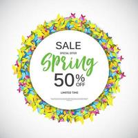 Abstract Design Spring Sale Banner Template. Vector Illustration