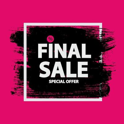 Abstract Brush Stroke Designs Final Sale Banner in Black, Pink and White Texture with Frame. Vector Illustration