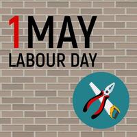 1 May Labour Day Poster or Banner. Vector Illustration