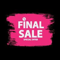 Abstract Brush Stroke Designs Final Sale Banner in Black, Pink and White Texture with Frame. Vector Illustration