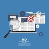 SEO Search Engine Optimazation Vector illustration. Flat computi