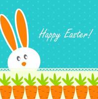 Happy Easter Funny Background with Rabbit and Carrot Vector