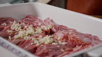 Lamb Meat Seasoned With Pepper, Garlic. video