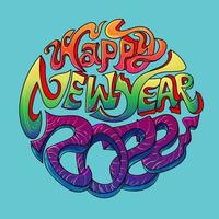 tipografía hand lettering feliz año nuevo 2022 vector