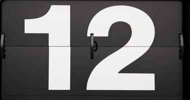 Close up, The number changed from eleven to twelve. on white arabic numerals. video