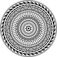 Tribal Polynesian mandala, Abstract Circular Polynesian Hawaiian style vector ornament design