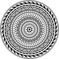 mandala polinesio tribal, diseño abstracto del ornamento del vector del estilo hawaiano polinesio circular