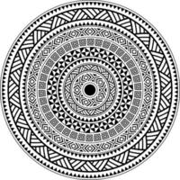 Tribal Polynesian mandala design, geometric Hawaiian tattoo style pattern vector ornament in black and white. Circular Design