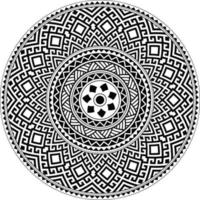 Tribal Polynesian mandala design, geometric Hawaiian tattoo style pattern vector in black and white. Circular Design