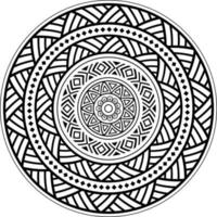 Tribal Polynesian mandala design, geometric Hawaiian tattoo style pattern vector ornament in black and white