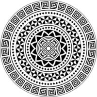 Polynesian Hawaiian tattoo style circle mandala, vector design, sun maori style